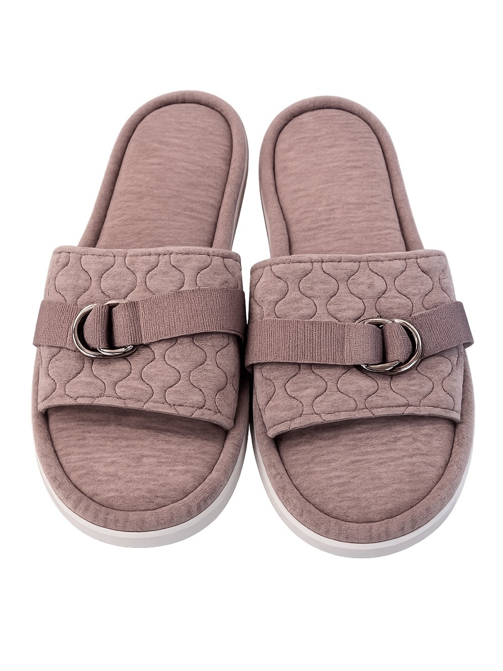 NWT Isotoner Women’s Slide Slippers Taupe Quilted Buckle Comfort Size 7.5-8